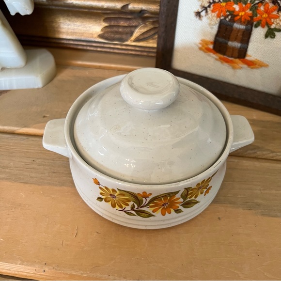 Kitchen Vintage Capri 197s Bake N Serve Stoneware Divided Oval Dish